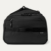 Side view of the Travelpro Altitude Convertible Duffel/Backpack in Jet Black, featuring streamlined handles and sleek paneling.
