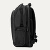 Side view of Travelpro Altitude All-Purpose Laptop Backpack in Jet Black, featuring zippered compartments and external gear pocket.
